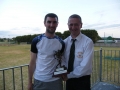 Niall Cahill receiving his award for 200 appearances from John Cronin