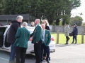 John Delaney is welcomed to The Paddocks by club chairperson David O Hanlon.