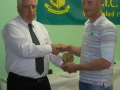 Denis Kelly receives his 200 appearance award from Moss Doody