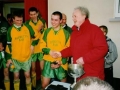 Bart Hanley, Man Of The Match in the Desmond Youth Cup final 2002, receives his award from John Hogan of the Desmond District League.